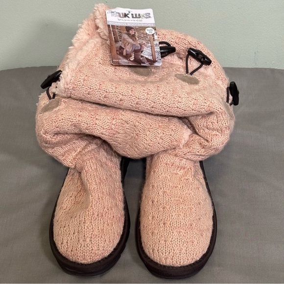 Muk Luks Felicity Boots-Blush Pink Knit-Women Size 10 - Picture 9 of 11